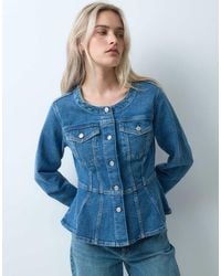 Gap - Scoop Neck Peplum Denim Jacket - Lyst