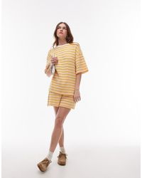 TOPSHOP - Pantalones Cortos A Rayas Naranjas De Tejido Texturizado De (Parte De Un Conjunto) - Lyst