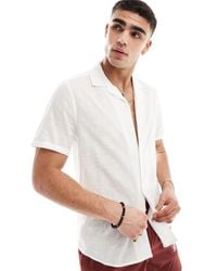 ASOS - Camicia vestibilità classica effetto lino bianca con maniche con risvolto e colletto con rever - Lyst