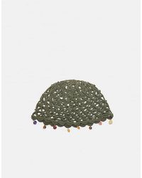 Stradivarius - Berretto Mini Kaki Con Strass - Lyst