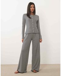 ASOS - Stripe Pointelle Wide Leg Pyjama Pants - Lyst