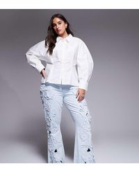 ASOS - Curve Denim Pearl Embellished Cornellli Jeans With Organza Flowers - Lyst