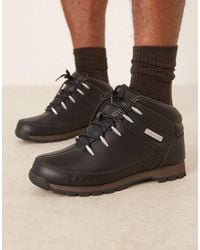Timberland - Botas Negras Y Marrón Oscuro Granulado De Media Caña Con Cordones De -Negro - Lyst