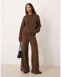 ASOS - Pantalon large d'ensemble en maille duveteuse - marron chocolat - Lyst
