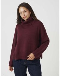 Brave Soul - Loose Fit Roll Neck Knitted Jumper With Side Split - Lyst