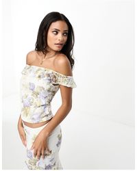 ASOS - Lace Ruffle Off The Shoulder Top Co Ord - Lyst