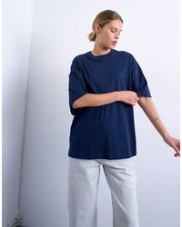 TOPSHOP - T-Shirt Oversize Con Spalle Scivolate - Lyst