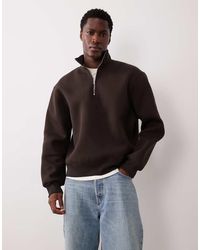 ASOS - Heavyweight Boxy Quarter-zip Sweatshirt - Lyst