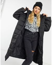 ASOS Satin Square Quilt Puffer Maxi Coat - Black