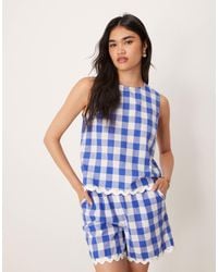 Y.A.S - Woven Gingham Top Co-ord With Scallop Trims - Lyst