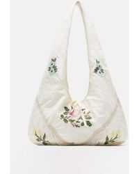 Pull&Bear - Maxi Borsa Écru Con Stampa Floreale - Lyst