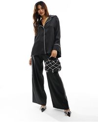 ASOS - Satin Pyjama Shirt Co-ord With Piping Detail - Lyst