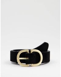 Pieces - Ceinture à double boucle incurvée en daim - Lyst