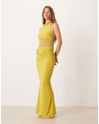 ASOS - Highneck Halter Maxi Dress With Lace Panel - Lyst