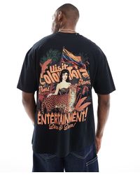 ASOS - Camiseta Negra Extragrande Con Estampado De Ciudad En La Parte Delantera Y Trasera De - Lyst