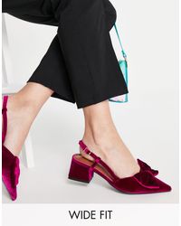 ASOS Wide Fit Suzy Bow Slingback Mid Heeled Shoes - Purple