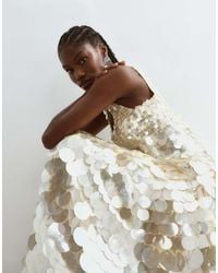 ARRANGE - Embellished Disc Sequin Square Neck Full Skirt Midi Dress - Lyst