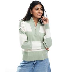 Brave Soul - Striped Half Zip Knitted Jumper - Lyst