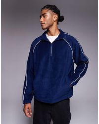 ASOS - Relaxed Funnel Neck Fleece Sweatshirt With Piping - Lyst