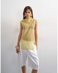 TOPSHOP - Organza Collapsed Funnel Neck Top - Lyst