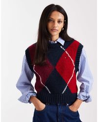 Tommy Hilfiger - Débardeur à motif losanges - et bordeaux - Lyst