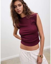 Stradivarius - T-shirt texturé à mancherons et fronces - Lyst
