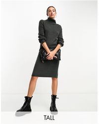 ONLY - Roll Neck Puff Sleeve Knitted Midi Jumper Dress - Lyst