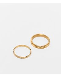ASOS - Set Van 2 Smalle Gegraveerde Zegelringen Van Waterbestendig Roestvrij Staal - Lyst