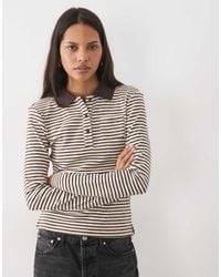 Brave Soul - Striped Long Sleeve Polo Neck Top - Lyst