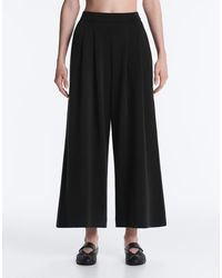 Oysho - Soft-Touch Wide-Leg Crop Trousers With Modal And Pleats - Lyst