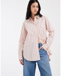 Vero Moda - – oversize-oxford-hemd aus baumwolle mit doppelstreifenmuster - Lyst