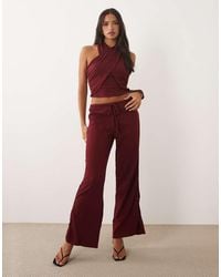 ASOS - Mix & Match Cotton Crinkle Wide Leg Trouser - Lyst