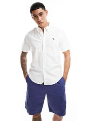 Abercrombie & Fitch - Camicia oxford a maniche corte con logo bianca - Lyst