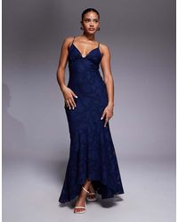 Princess Polly - Cyrene Floral Devore Plunge Open Strappy Back Detail High Low Fishtail Maxi Dress - Lyst