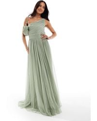 LACE & BEADS - Bridesmaid One Shoulder Maxi Dress - Lyst