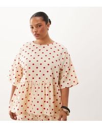 ASOS - Asos Design Curve Oversized Short Sleeve Peplum Co-ord Top - Lyst