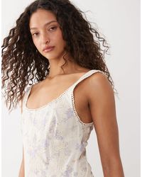 ASOS Embroidered Kimono Bird Midi Dress in Pink | Lyst