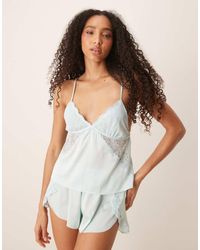 Abercrombie & Fitch - Nightwear Satin Lace Trim Cami Top - Lyst
