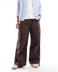 ASOS - Pantalon cargo baggy oversize en tissu ripstop - marron - Lyst