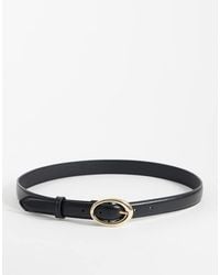 Mango - Faux Leather Slim Belt With Oval Buckle - Lyst
