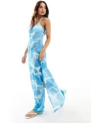 Vero Moda - Mesh Maxi Dress With Side Splits - Lyst