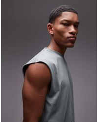 TOPMAN - Oversized Fit Sleeveless T-shirt - Lyst