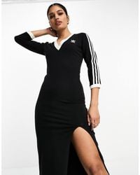 adidas Originals - Maxi-Jurk Met V-Hals En 3-Stripes - Lyst