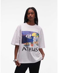 TOPSHOP - T-shirt oversize en jersey à imprimé athens style vacances - Lyst