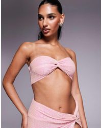 Missy Empire - Sequin Twist Front Bandeau Bralet Co-Ord - Lyst