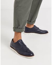 Common People Leather Brogue Shoe - Blue