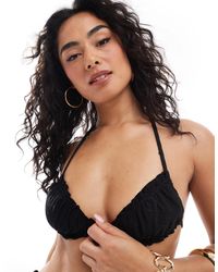 Daisy Street - Frill Detail Tie Front Bikini Top - Lyst