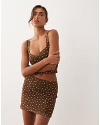 ASOS - Co-ord Printed Mesh Spot Mini Skirt - Lyst