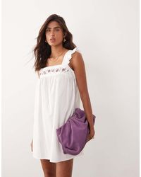 Motel - Sanaly Poplin Ruffle Sleeve Mini Dress - Lyst