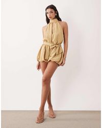 ASOS - Gestreepte Playsuit Met Halternek En Bloomer Short - Lyst